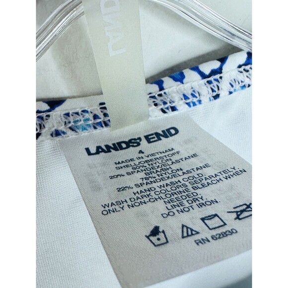 LANDS’ END Tankini Swimsuit Tank Deep Sea Medallion Blue White Size Small (4) - Picture 3 of 5